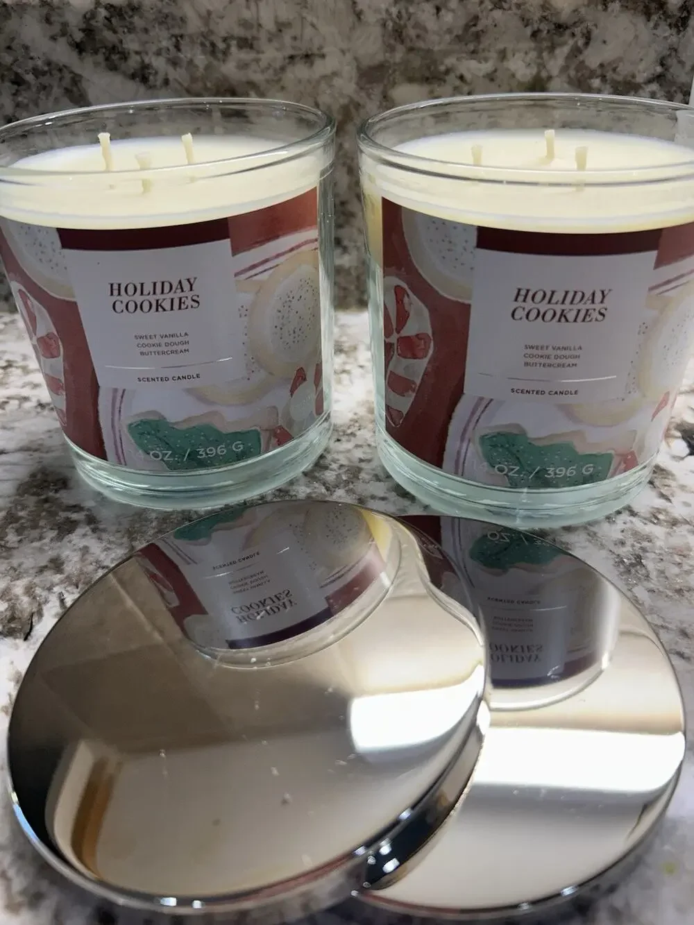 2* Vanilla Scented candles 3-Wick Cookies Holiday 14oz new